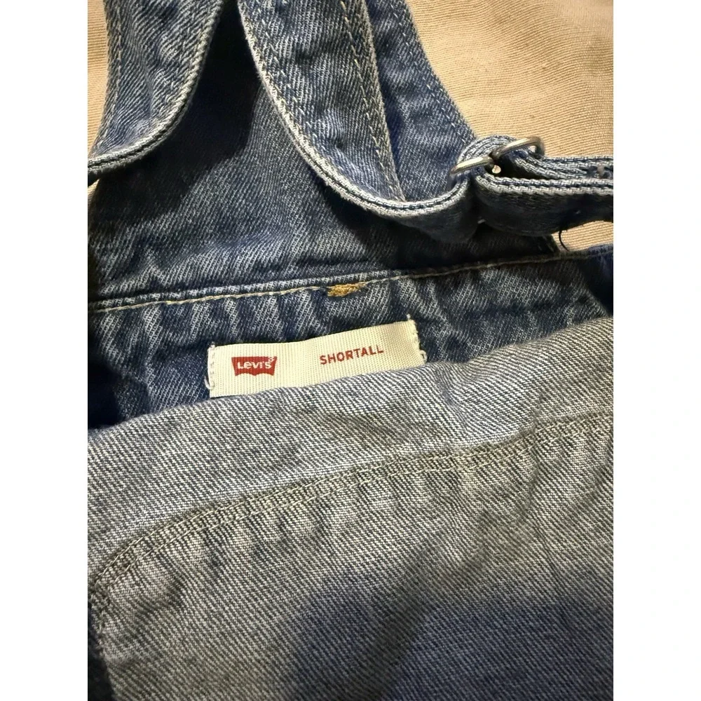 Levis Girls Denim Shortalls Bib Overall Shorts Country Distressed Size 7 12